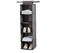 Love IT Store IT - Premium - Étagère Suspendue en Lin Pliable, 5 Compartiments avec Renforcement Bois, Organisateur Armoire, Gris Chiné, 30x30x100 cm