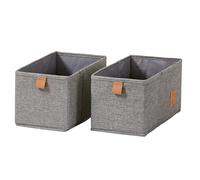 LOVE IT STORE IT - Premium - Lot de 2 Boîtes de Rangement Tissu 15x30x15cm - Organisateur Tiroir Vêtement Pliable - Lin Gris - Pour Commode, Dressing, Sous-Vêtement