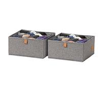 LOVE IT STORE IT - Premium - Organisateur de Tiroir en Lin Pliable, Boite de Rangement 16 Compartiments, Lot de 2, Gris Chiné, 30x30x15 cm