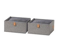LOVE IT STORE IT - Premium Organisateur de Tiroir en Lin Pliable, Boîte de Rangement 6 Compartiments, Lot de 2, Gris Chiné, 30x30x15 cm
