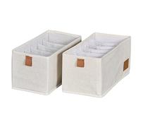LOVE IT STORE IT Premium Organisateur de tiroir, Lin, Beige, lot de 2 | Organisateur Tiroir en lin, 6 compartiments, pliable, Boite de Rangement idéale pour les sous-vêtements, 15x30x15 cm