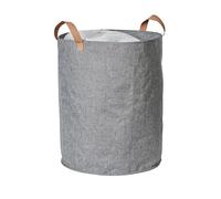 LOVE IT STORE IT - Premium - Panier Rangement Pliable en Lin Gris Chiné, Poignées Cuir Textile, Polyvalent, Panier à Linge, Boîte de Rangement Tissu, 40x40x45cm