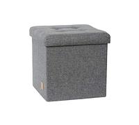 Love IT Store IT - Premium - Pouf de Rangement en Lin Pliable pour Salon ou Chambre avec Couvercle, Confort et Stabilité - Gris - 38x38x38 cm