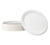 Love Nature Assiettes Jetables de la Pulpe de Canne à Sucre 32 cm 50 pièces - Vaisselle Jetable - Assiette Jetable - Assiette Picnic - Vaiselle Jetable