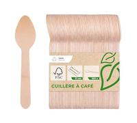 Love Nature Lot de 100 cuillères à café jetables en bois - Petites cuillères jetables pour desserts - Respectueux de l'environnement - Biodégradables - 11 cm