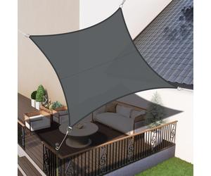 LOVE STORY - Tenture solaire, imperméable, carrée, 4x4 mètres, tissu pour voile, protection solaire et coupe-vent, en PES, avec 95% de protection UV, pour balcon, jardin, terrasse (anthracite)