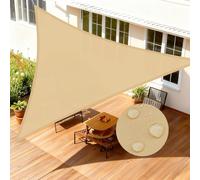 LOVE STORY Voile d'ombrage Triangulaire 5x5x5m,95% UV Protection pour Patio | Toile d'ombrage en PES résistant,Protection Solaire et Coupe-Vent,Idéale pour Jardin, Terrasse et Balcon.Sable
