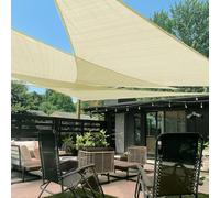 LOVE STORY Voile d'ombrage triangulaire droit de 4 x 4 x 5 m - Voile d'ombrage anti-UV pour terrasse, jardin, crème beurre