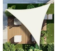 LOVE STORY Voile d'ombrage Triangulaire Imperméable 5x5x5m Toile Ombrage PES avec 95% UV Protection pour Patio Extérieur Jardin Terrasse, Crème