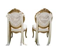 Love Wedding Lace Chair Logo - Lace With 3 Meter Ribbon | Bride and Groom Chair Decor for Reception Ceremony Bridal Shower Church Banquet Hall