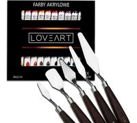 Loveart peinture acrylique 24x12ml Spatules de peinture 5 pièces