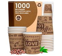 LoveBrownCUP Lot de 1000 gobelets en papier à café 65 ml Verres écologiques biodégradables jetables pour petites boissons chaudes
