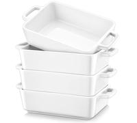 Lovecasa Lot de 4 petits plats à gratin rectangulaires en porcelaine, 230 ml, pour tapas/lasagnes - Avec double poignée, 16 x 8,5 x 3,8 cm
