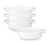 LOVECASA, Ramequin Dish Moule à Soufflé 190 ml, Sets de Pâtisserie en Porcelaine 4 Pièces pour Brûlée, Quiché, Tarte, Pasta, Ovale