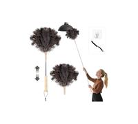 Loveco Plumeau Poussiere Telescopique Extensible 125 cm - Plumes d'Autruche Douces Anti-Rayures pour Ventilateurs, Lustres et Surfaces délicates - 2 Têtes de Rechange, Brosse Fentes & Crochets Inclus