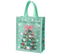 Loveinside Grand sac cadeau de Noël réutilisable avec poignées - 33 x 12,7 x 25,4 cm - Sacs cadeaux en forme d'arbre de Noël avec nœud rose pour femmes, filles, vacances de Noël, saison d'hiver