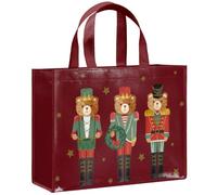 Loveinside Grand sac cadeau de Noël réutilisable de 33 cm, motif soldat casse-noisette rouge, sac à friandises recy vec poignées pour enfants garçons filles, cadeaux de fête de - 13" x 5" x 10"