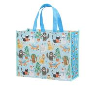 Loveinside Grand sac cadeau de Noël réutilisable en forme de chat avec poignées - 25,4 x 12,7 x 33 cm - Sacs cadeaux Jolly Holiday Cat Design pour les vacances de Noël, cadeaux pour enfants, saison