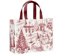 Loveinside Grand sac cadeau de Noël réutilisable en toile de 33 cm, sac cadeau recy n toile de Père Noël vintage rouge avec poignées pour les vacances, cadeaux de fête de - 13" x 5" x 10"
