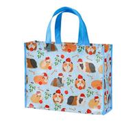 Loveinside Grand sac cadeau réutilisable de Noël en forme de cochon d'Inde avec poignées - 25,4 x 12,7 x 33 cm - Sacs cadeaux motif cochon d'Inde bleu pour Noël, vacances, fête
