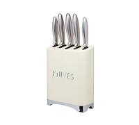 LOVELLO KitchenCraft - Bloc de 5 Couteaux de Cuisine en INOX, Collection, 9 cm, 12 cm et 20 cm - Vanille et Argent