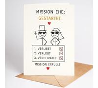 Lovely Cards Carte de mariage Mission - Carte de mariage - Cartes de vœux - Idées cadeaux pour mariage, carte de vœux - Carte de vœux de mariage - Cœur Just Married Wedding - Format A6
