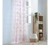Lovely Casa - Voilage Fantaisie à Pompons Polyester Rose Clair 140x260 cm