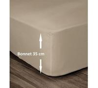 Lovely Home Drap-housse 100% coton 140x190 cm bonnet 35 cm Beige