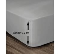 Lovely Home Drap-housse 100% coton 140x190 cm bonnet 35 cm gris clair