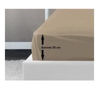 LOVELY HOME Drap Housse 100% coton 140x190x30 cm beige