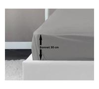 LOVELY HOME Drap Housse 100% coton 140x190x30 cm gris clair