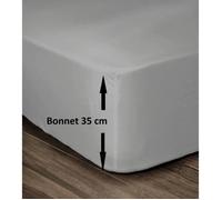 LOVELY HOME Drap Housse 100% Coton 160x200cm - Bonnet 35cm - Gris clair