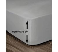 Lovely Home Drap-housse 100% coton 160x200 cm Bonnet 35 cm Gris clair