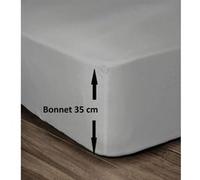 Lovely Home Drap-housse 100% coton 160x200 cm Bonnet 35 cm Gris clair