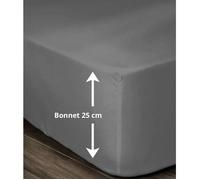 Lovely Home Drap-housse 100% coton 160x200x25 cm – Gris foncé