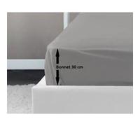 LOVELY HOME Drap Housse 100% coton 160x200x30 cm gris clair