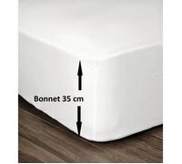 LOVELY HOME Drap Housse 100% Coton 180x200cm - Bonnet 35cm - Blanc