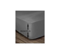 Lovely Home Drap Housse 100% Coton 180x200cm - Bonnet 35cm - Gris foncé
