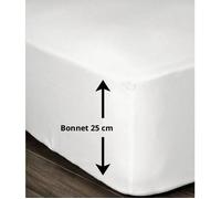 Lovely Home – Drap-housse 100% coton 180 x 200 x 25 cm Blanc