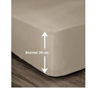 LOVELY HOME Drap Housse 100% coton 180x200x30 cm beige