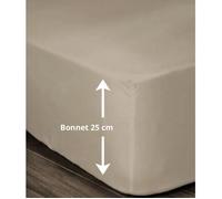 LOVELY HOME Drap Housse 100% coton 90x190x25 cm beige