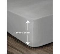 LOVELY HOME Drap Housse 100% coton 90x190x30 cm gris clair