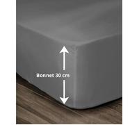 Lovely Home Drap-housse 100% coton 90x190x30 cm gris foncé