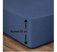 Lovely Home Drap housse 180 x 200 + 25 cm 100% coton Bleu