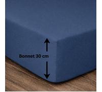 Lovely Home Drap housse 180 x 200 + 30 cm 100% coton Bleu