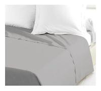 Lovely Home Drap plat 100% coton 180 x 290 cm 1 personne Gris clair
