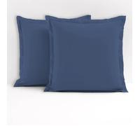 LOVELY HOME Lot de 2 taies d'oreiller carrés - 63 x 63 cm - 100% coton - Bleu