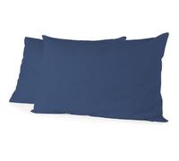 LOVELY HOME Lot de 2 taies d'oreiller rectangulaires - 50 x 70 cm - 100% coton - Bleu