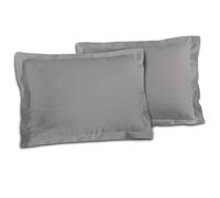 Lovely Home Lot de 2 Taies d'Oreillers 100% Coton 50x70 cm - Gris clair