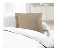 LOVELY HOME Lot de 2 Taies d'Oreillers 100% coton 63x63 cm - Beige